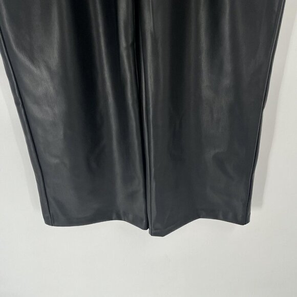 Abercrombie Fitch Curve Love Vegan High Rise Leather Pants Pleated Wide Leg Sz S - Picture 2 of 7